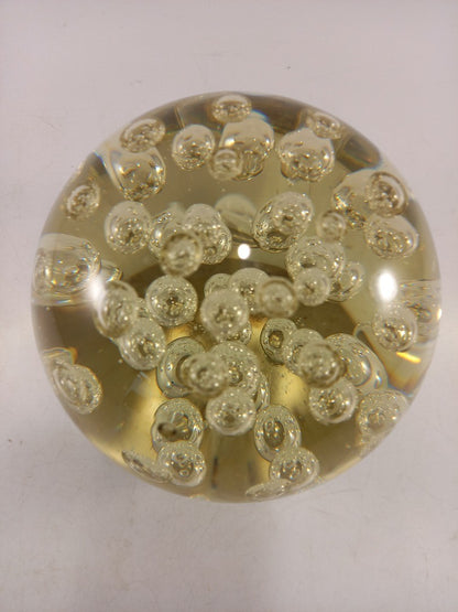 Art Clear Glass Paperweight with Bubbles Inside Large 1.9kg Excellent Condition