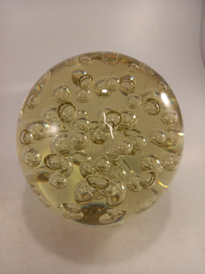 Art Clear Glass Paperweight with Bubbles Inside Large 1.9kg Excellent Condition