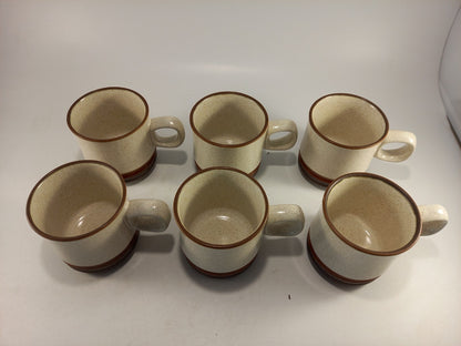 Denby Stoneware Espresso Mug Cup Set x6 Speckled Ivory Brown VGC