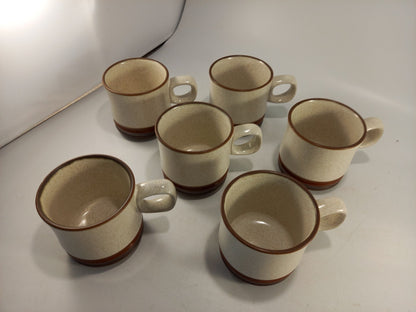 Denby Stoneware Espresso Mug Cup Set x6 Speckled Ivory Brown VGC