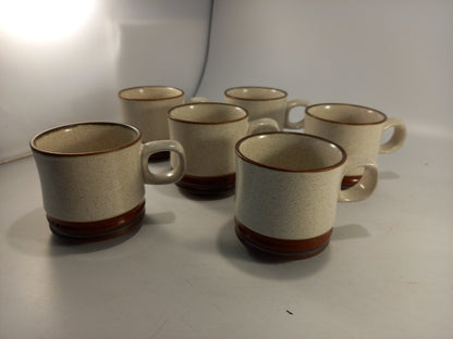 Denby Stoneware Espresso Mug Cup Set x6 Speckled Ivory Brown VGC