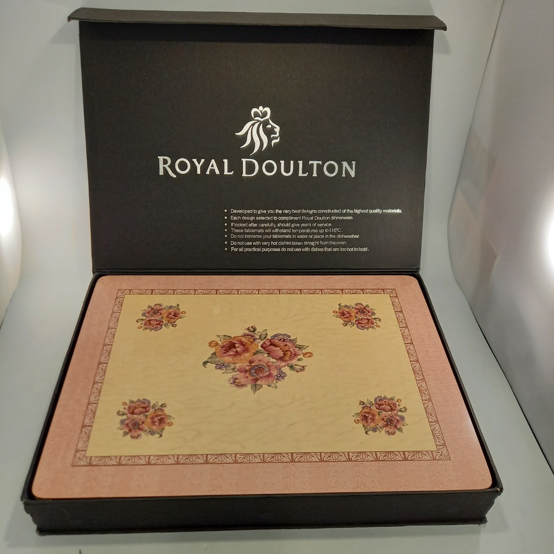 Royal Doulton Floral Place Mats Gift Box Set 18 Pcs Vintage Excellent