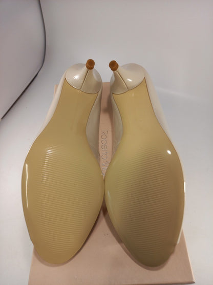 Roberto Vianni Beige Peep Toe Kitten Heel Slip On Size 6 BNIB