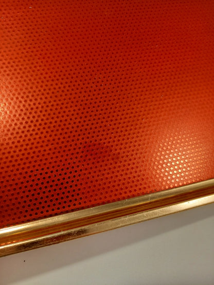 Woodmet Red & Gold Tone 1950s Mid Century Vintage Serving Tray