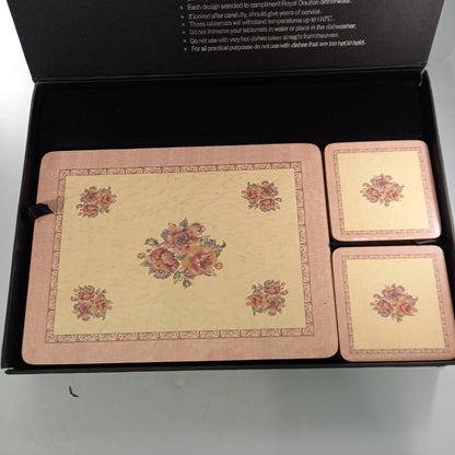 Royal Doulton Floral Place Mats Gift Box Set 18 Pcs Vintage Excellent