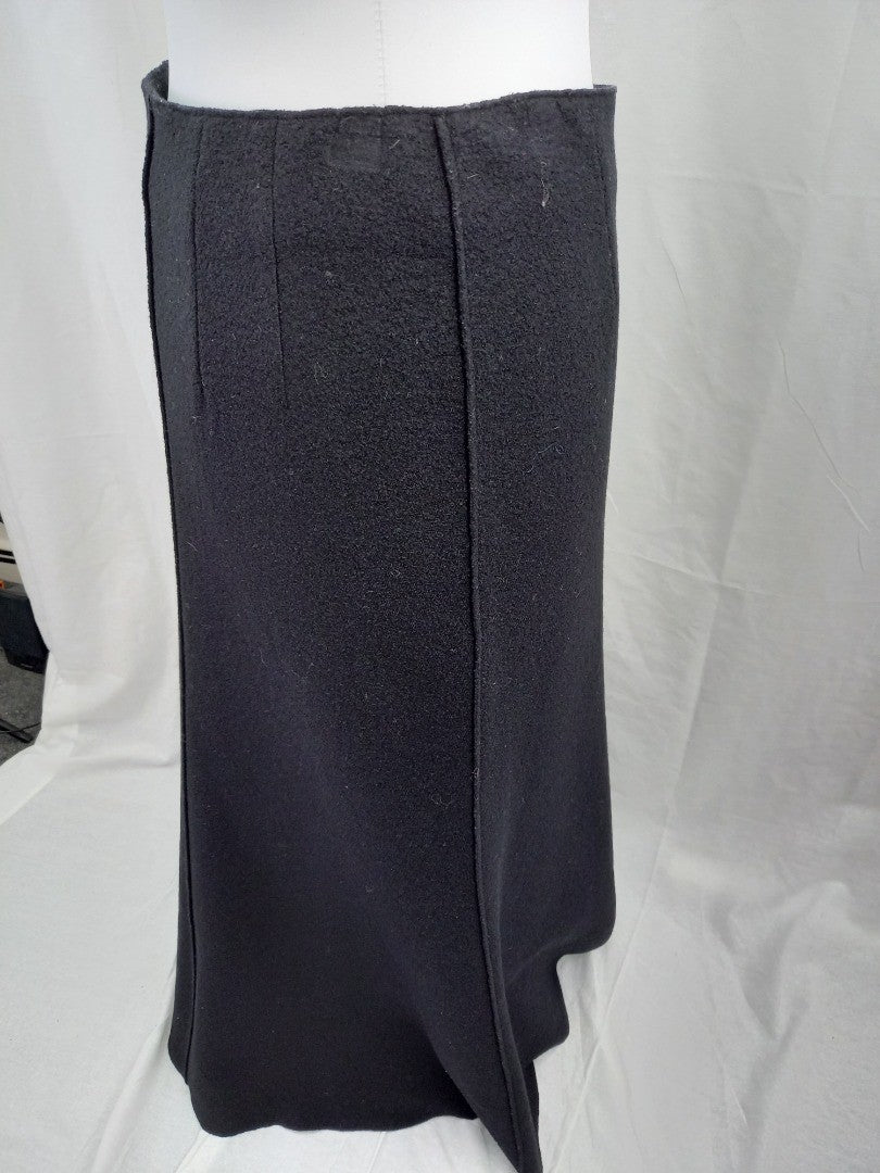 Claudia Strater Black Wool Blend A-Line Maxi Skirt - Size UK 16