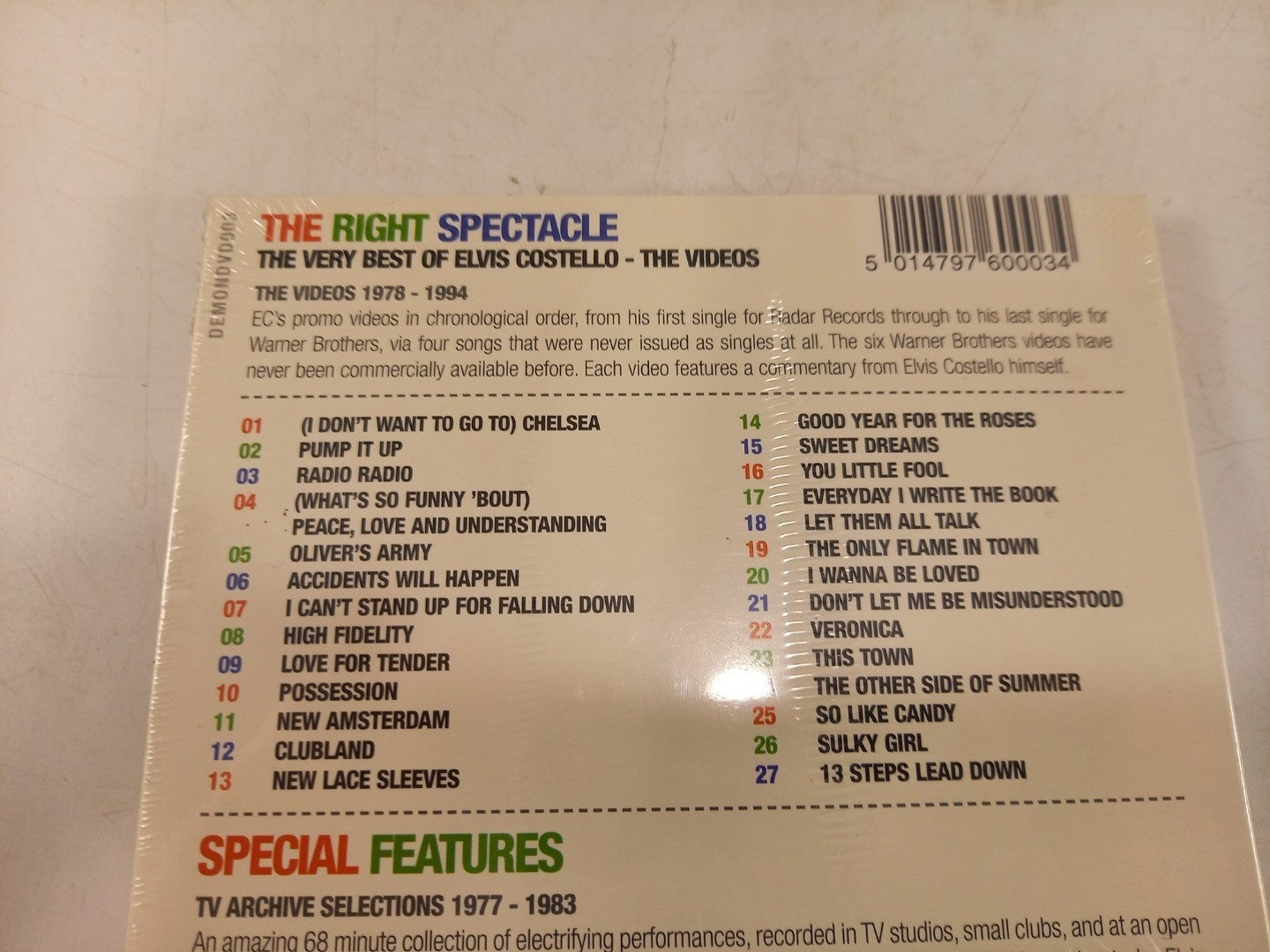 The Right Spectacle The Very Best Of Elvis Costello - The Videos DVD New & Sealed