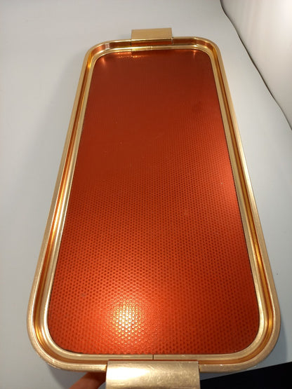 Woodmet Red & Gold Tone 1950s Mid Century Vintage Serving Tray