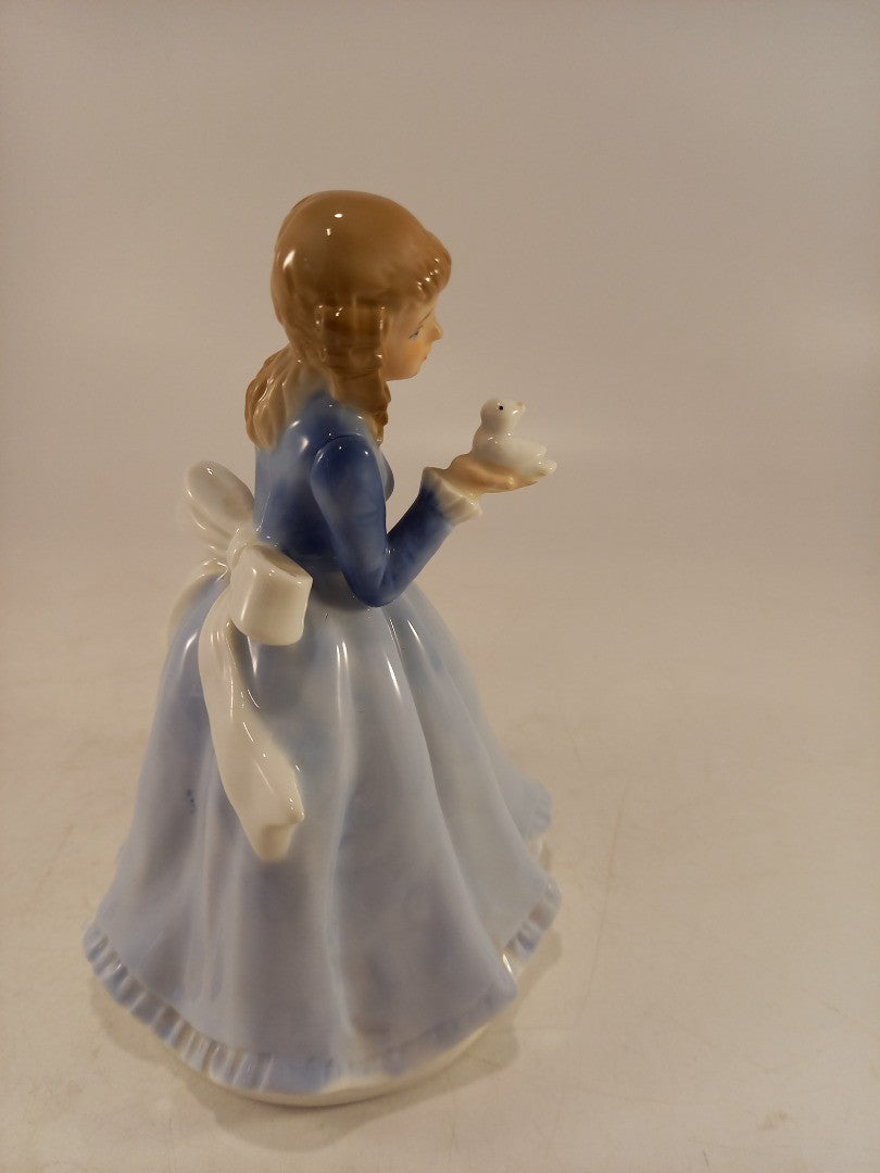 Alfretto Porcelain Figurine Girl Bird & Hat 14.5cm Excellent Condition