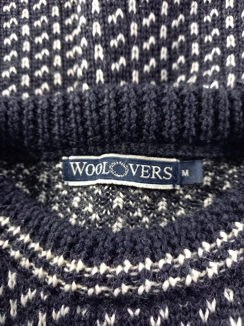 woolovers jumper navy blue and white size medium wool with fault