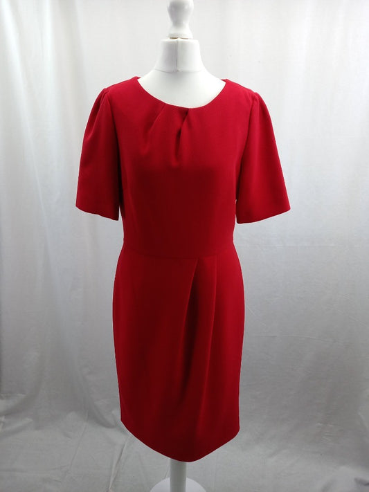 laura ashley dress red size 10 short sleeve knee length