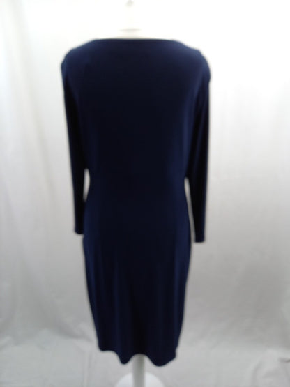 ralph lauren dress navy blue wrap size 8 stretchy dress VGC