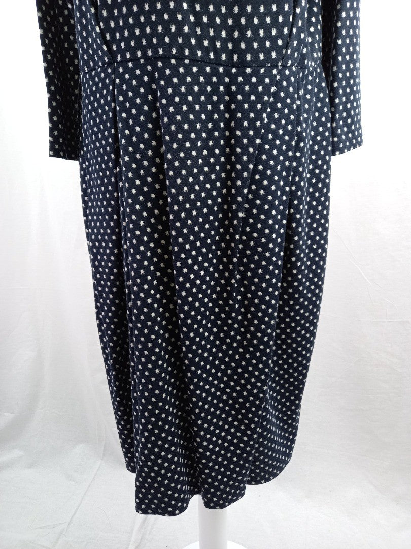 max mara weekend dress navy blue size 14 faux wrap skirt long sleeves VGC