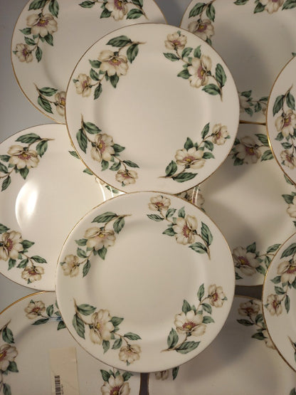 royal crown staffordshire side plates x12 christmas rose design VGC white pink