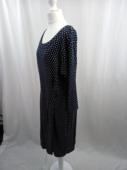 max mara weekend dress navy blue size 14 faux wrap skirt long sleeves VGC