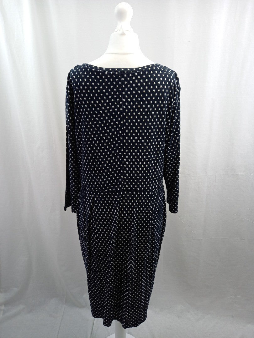 max mara weekend dress navy blue size 14 faux wrap skirt long sleeves VGC