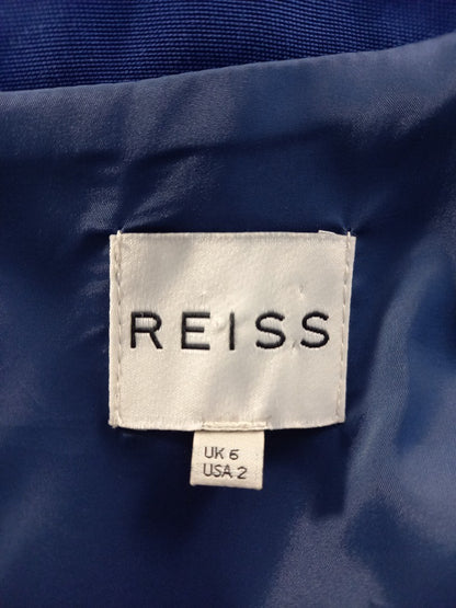 reiss dress blue  short sleeves v neck and fixed wrap top size uk 6 with defect