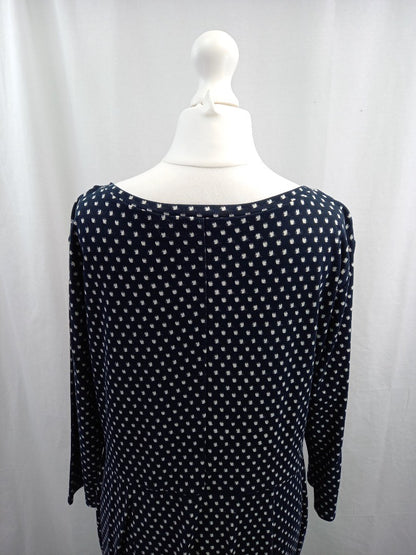 max mara weekend dress navy blue size 14 faux wrap skirt long sleeves VGC