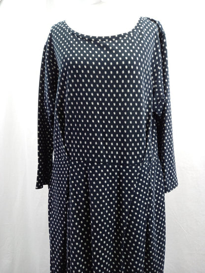 max mara weekend dress navy blue size 14 faux wrap skirt long sleeves VGC