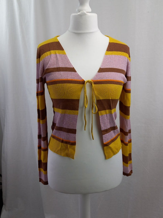 Vero Moda Striped Multicoloured Tie Front Cardigan NWT - Size M