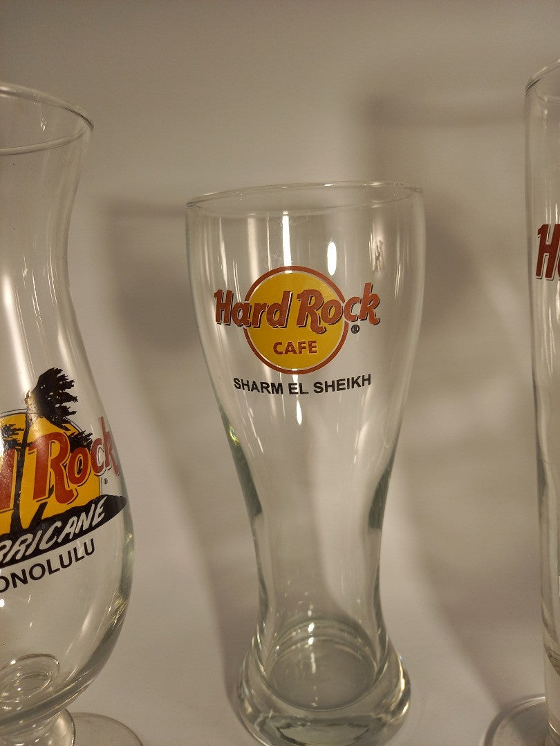 Hard Rock Cafe Honolulu Sharm El Sheikh Collectable Glasses Set of 3