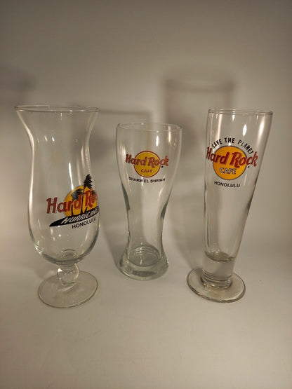 Hard Rock Cafe Honolulu Sharm El Sheikh Collectable Glasses Set of 3