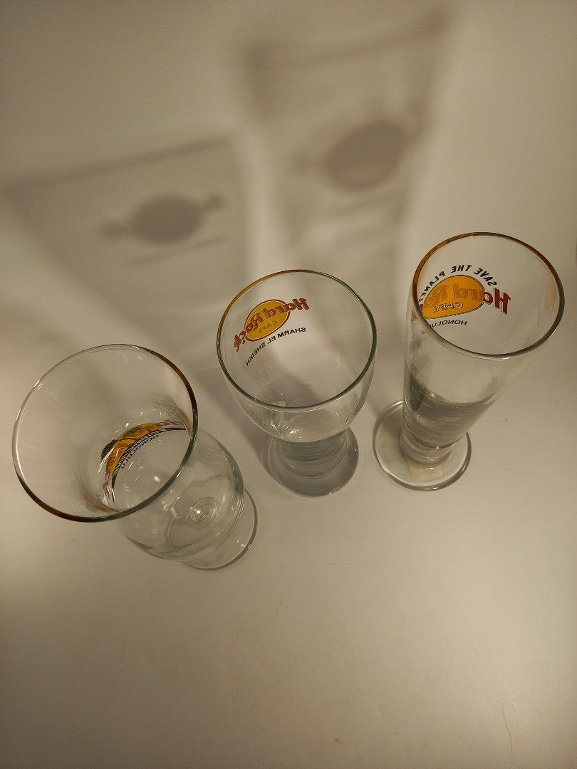 Hard Rock Cafe Honolulu Sharm El Sheikh Collectable Glasses Set of 3