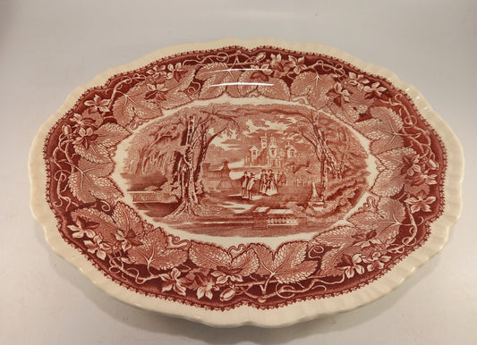 Masons Vista Ironside Pink Large Oval Meat Serving Plate 34cm VGC