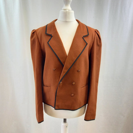 Vintage Burnt Orange Womens Pure  Woollen Blazer UK 14 Excellent