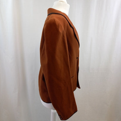 Vintage Burnt Orange Womens Pure  Woollen Blazer UK 14 Excellent