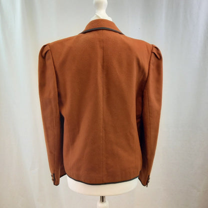 Vintage Burnt Orange Womens Pure  Woollen Blazer UK 14 Excellent