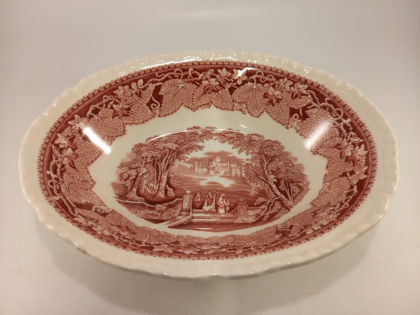 Masons Vista Oval Serving Bowl 9.5" Ironstone Pink Excellent Condition