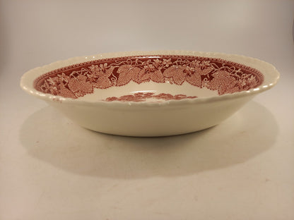 Masons Vista Oval Serving Bowl 9.5" Ironstone Pink Excellent Condition