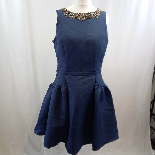 Little Mistress Blue Beaded Dress Size UK 12 BNWT With Spare Beads