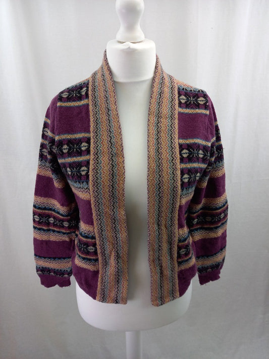 Indigo M&S Purple Mix Short Wool Mix Cardigan Size 14 Good Condition