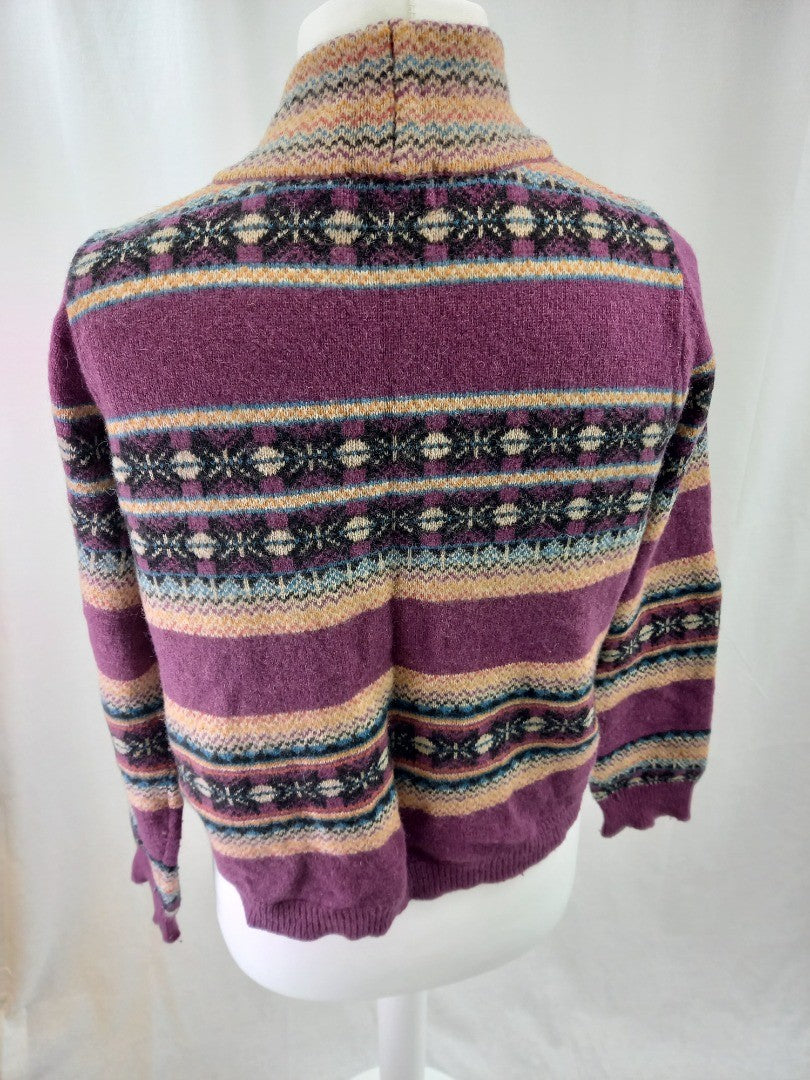 Indigo M&S Purple Mix Short Wool Mix Cardigan Size 14 Good Condition