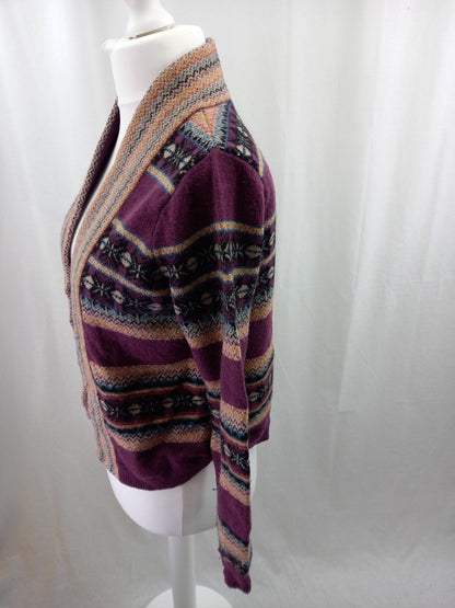 Indigo M&S Purple Mix Short Wool Mix Cardigan Size 14 Good Condition