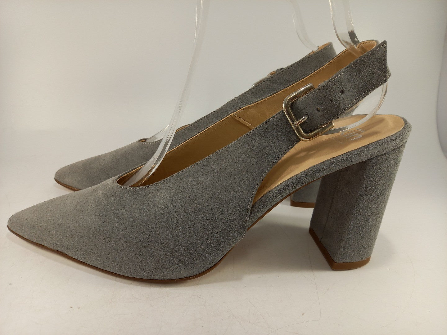 Kin Grey Suede Block Heels Shoes by John Lewis Size 8 Brand New