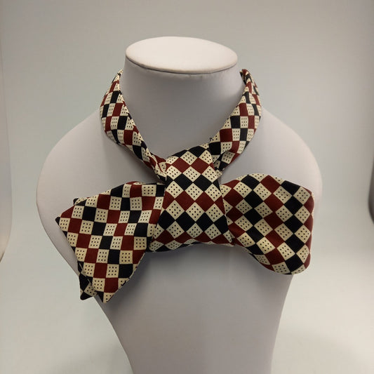 Yves Saint Laurent Silk Chequered 2 Piece Bow Tie Excellent