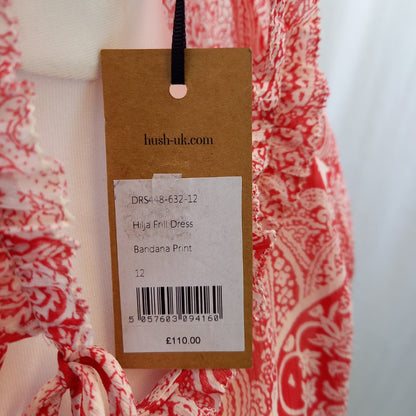 Hush Red Dress With Red Slip Dress Hilja Frill Dress UK 12 BNWT £110 RRP