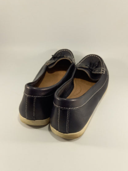 Footglove Dark Navy Blue Contrast Stitch Slip On Leather Boat Shoes - Size UK7.5