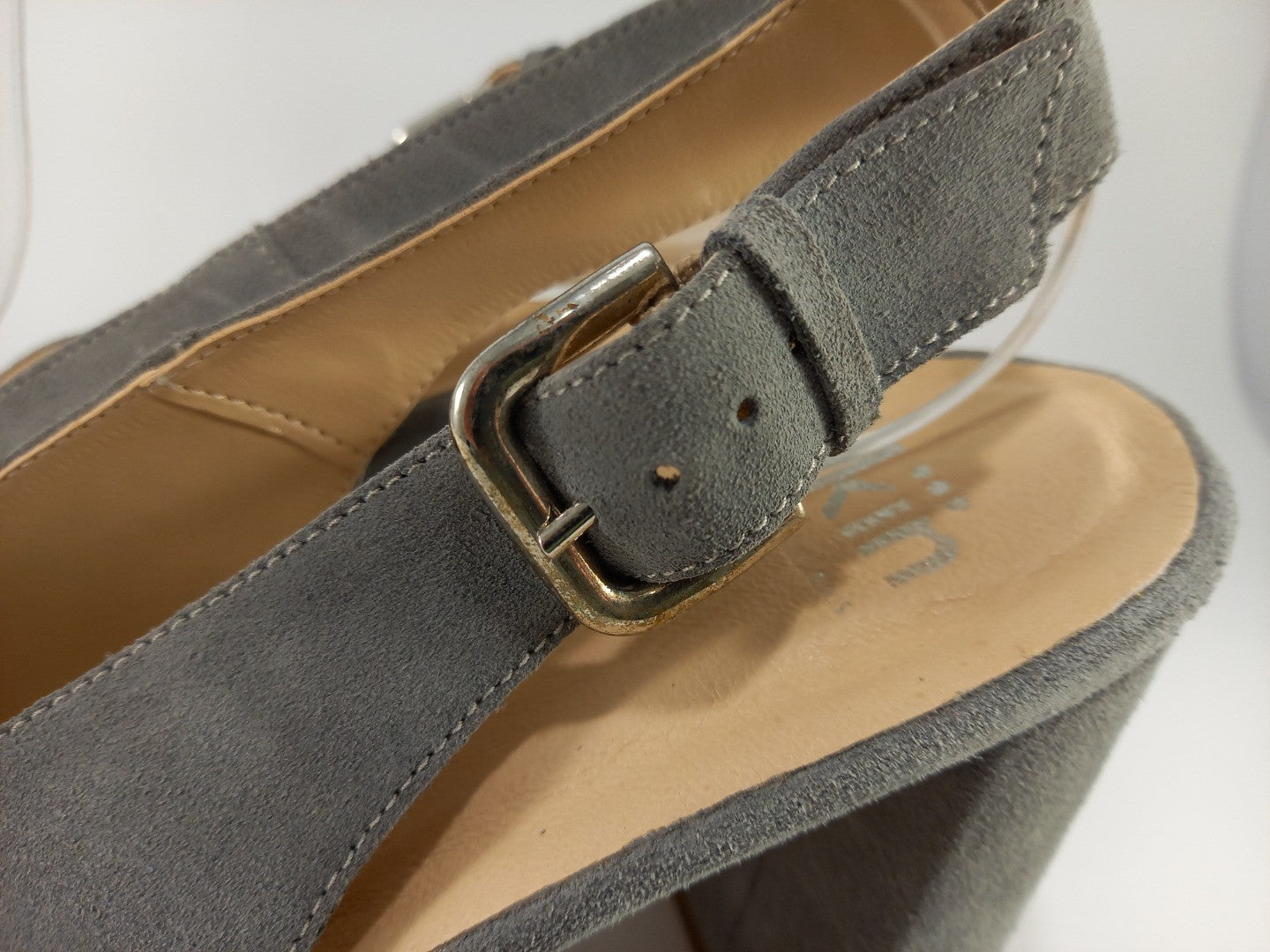 Kin Grey Suede Block Heels Shoes by John Lewis Size 8 Brand New