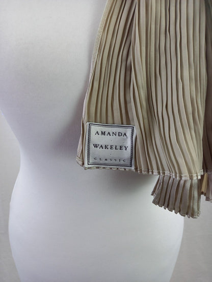 scarf amanda wakeley pleated beige cream stone VGC