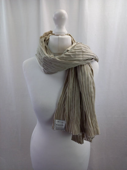 scarf amanda wakeley pleated beige cream stone VGC