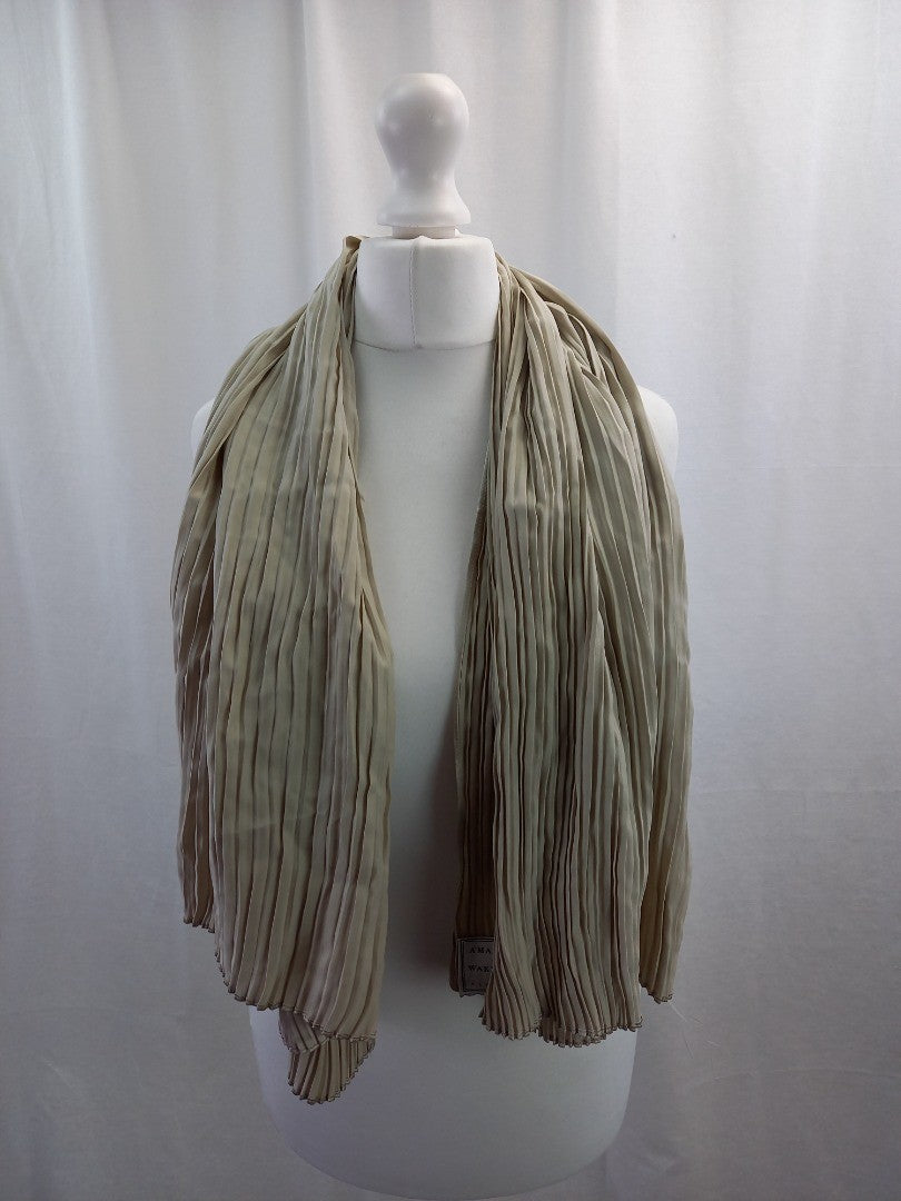 scarf amanda wakeley pleated beige cream stone VGC