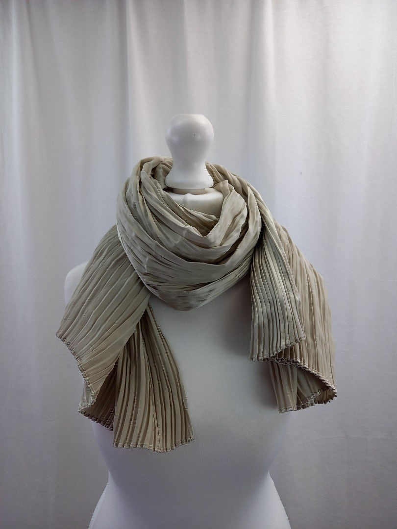 scarf amanda wakeley pleated beige cream stone VGC