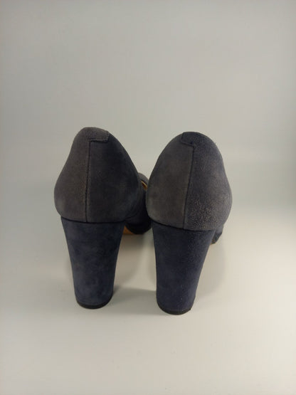 Clarks Narrative Narrow Fit Blue Grey Suede Court Heels - Size UK 3.5