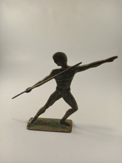 bronze statues athletes x5 male figures sports javelin shotput running VGC