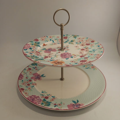 Marks & Spencer Geisha Cake Stand 2 tier Super Fine China Decorative Original Box Excellent