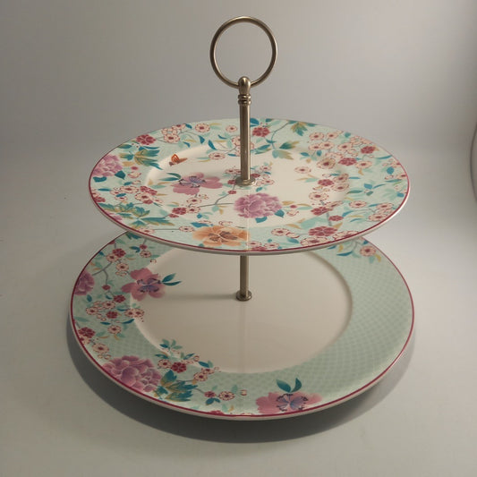 Marks & Spencer Geisha Cake Stand 2 tier Super Fine China Decorative Original Box Excellent